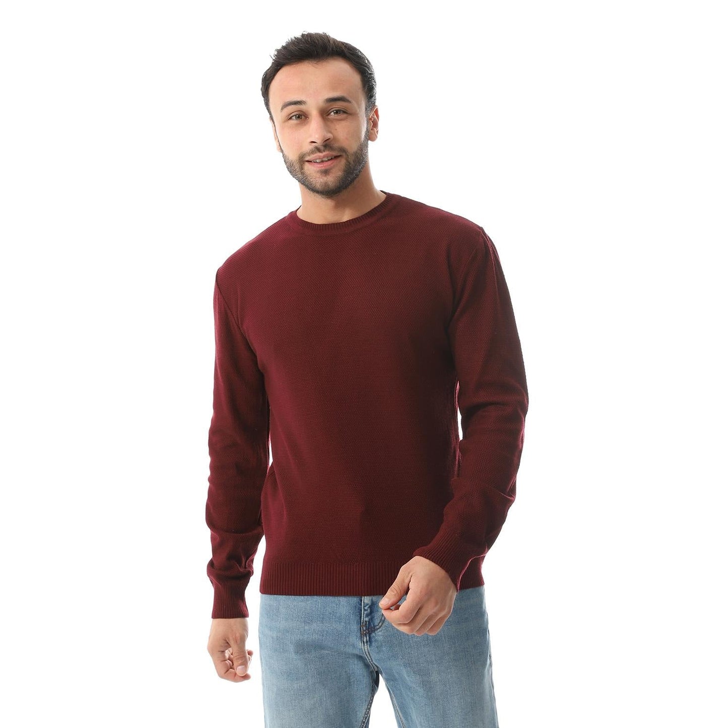 Wool Mélange Sweater - Burgundy