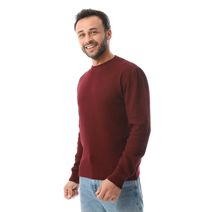 Wool Mélange Sweater - Burgundy