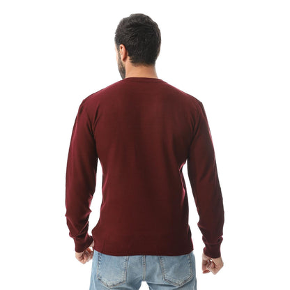 Wool Mélange Sweater - Burgundy