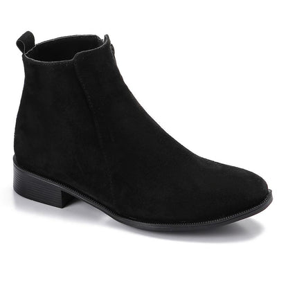 Faux Leather Ankle Boot - Black