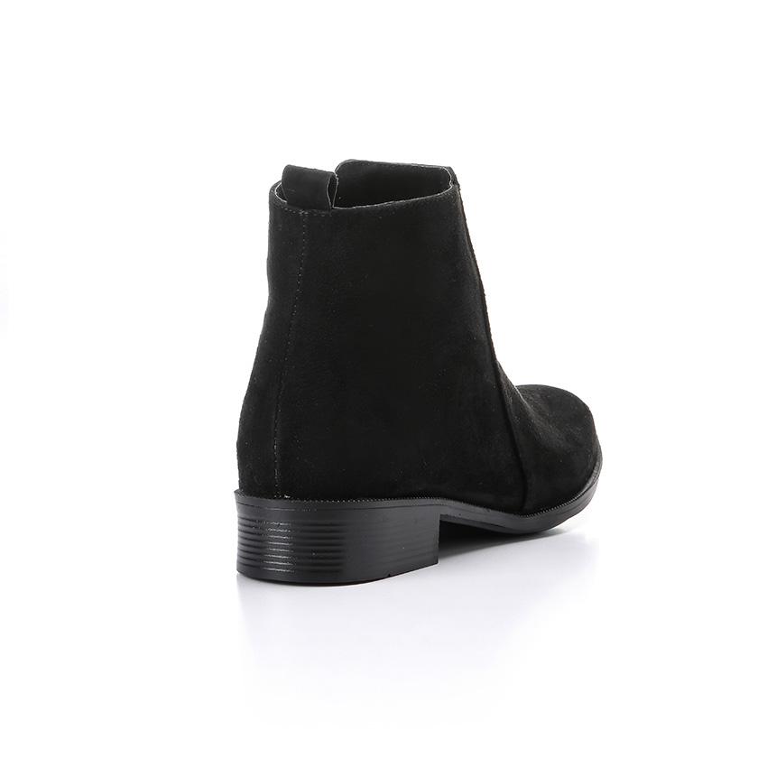 Faux Leather Ankle Boot - Black