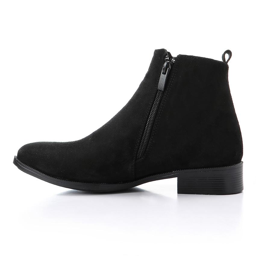 Faux Leather Ankle Boot - Black