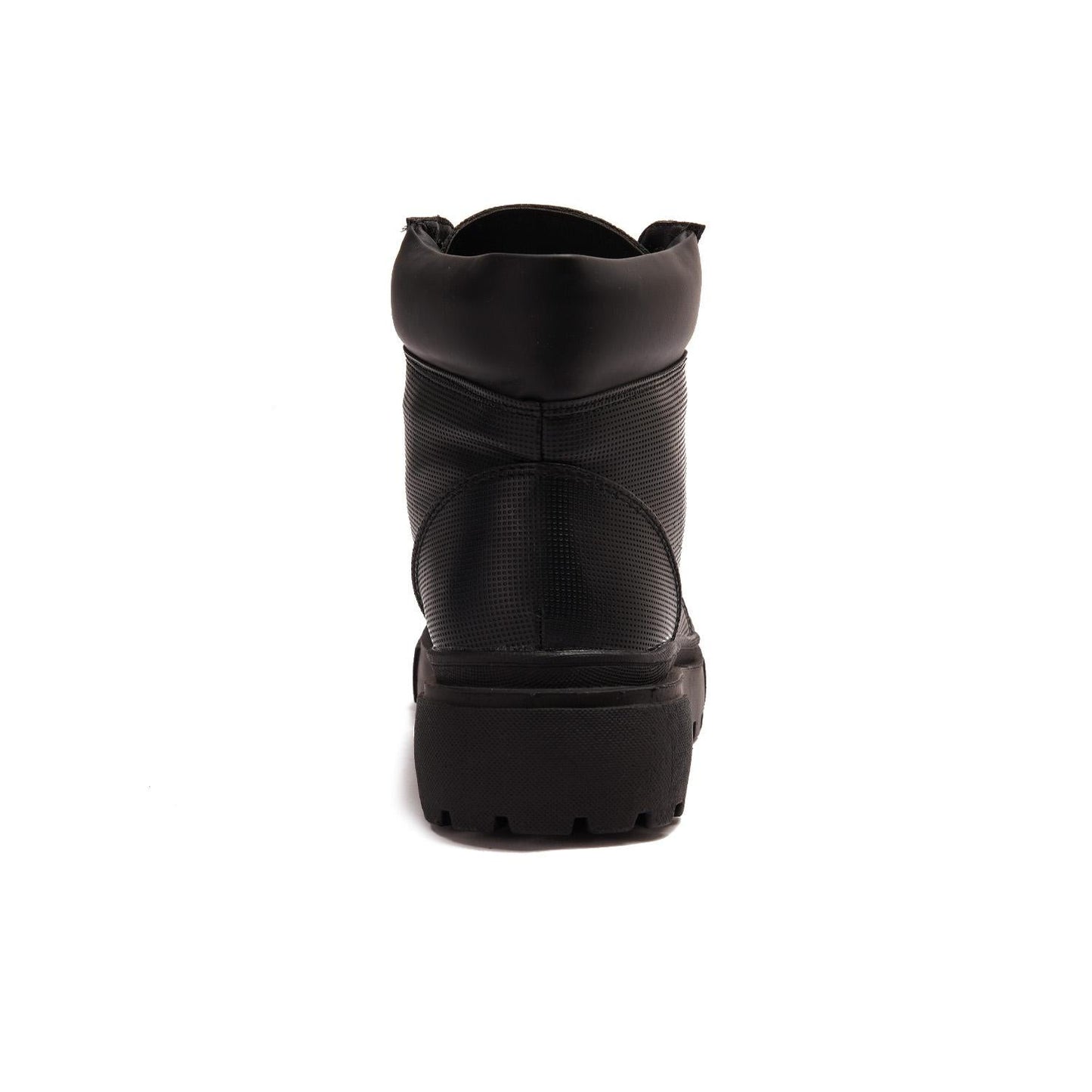 Faux Leather Ankle Boot - Black