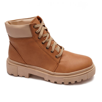 Faux Leather Ankle Boot - Café