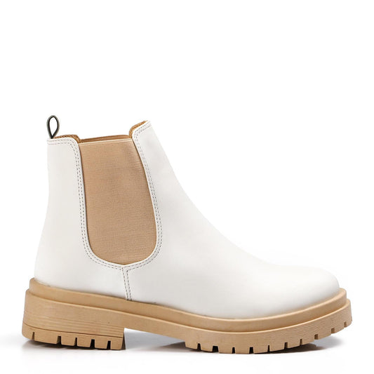 Faux Leather Ankle Boot - White
