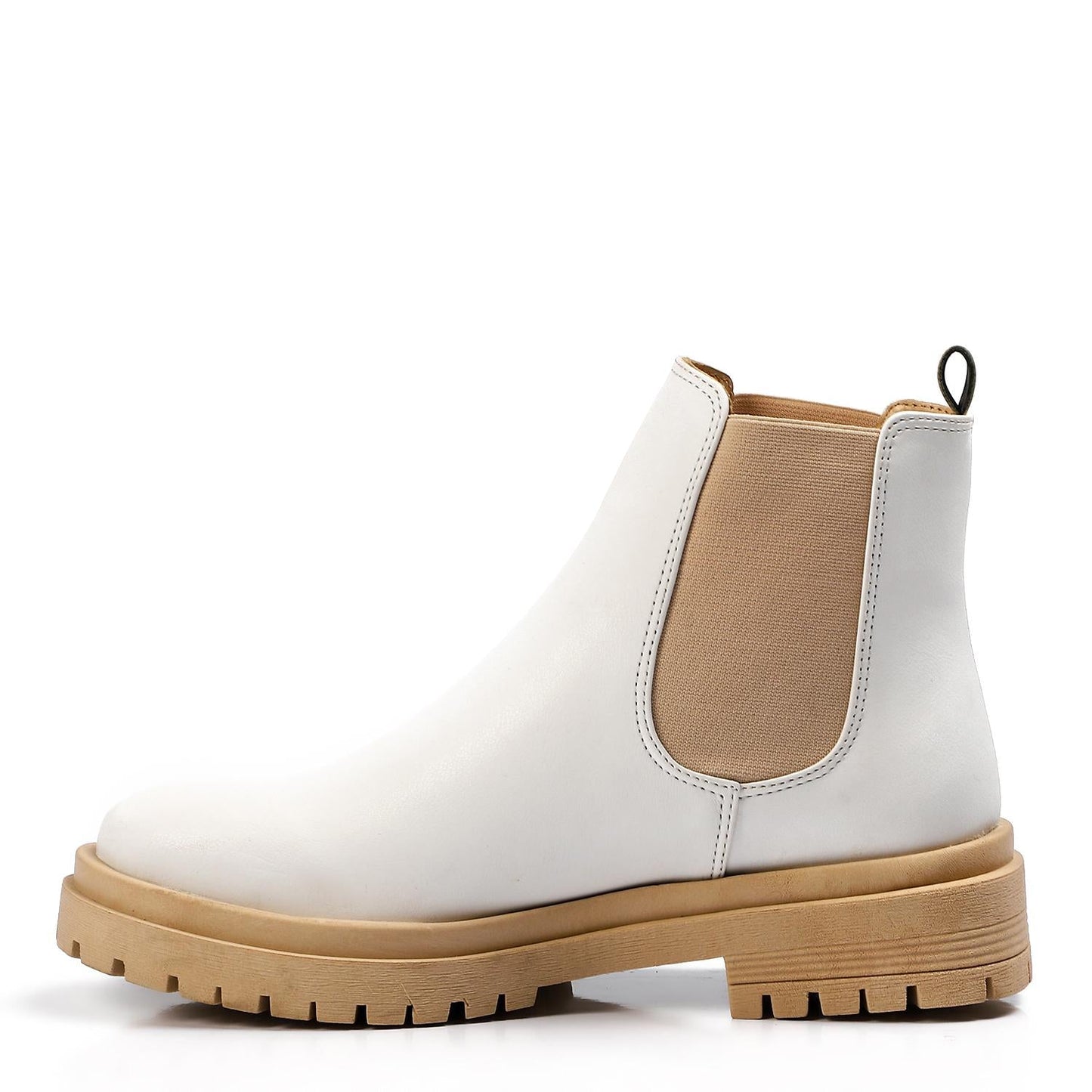 Faux Leather Ankle Boot - White