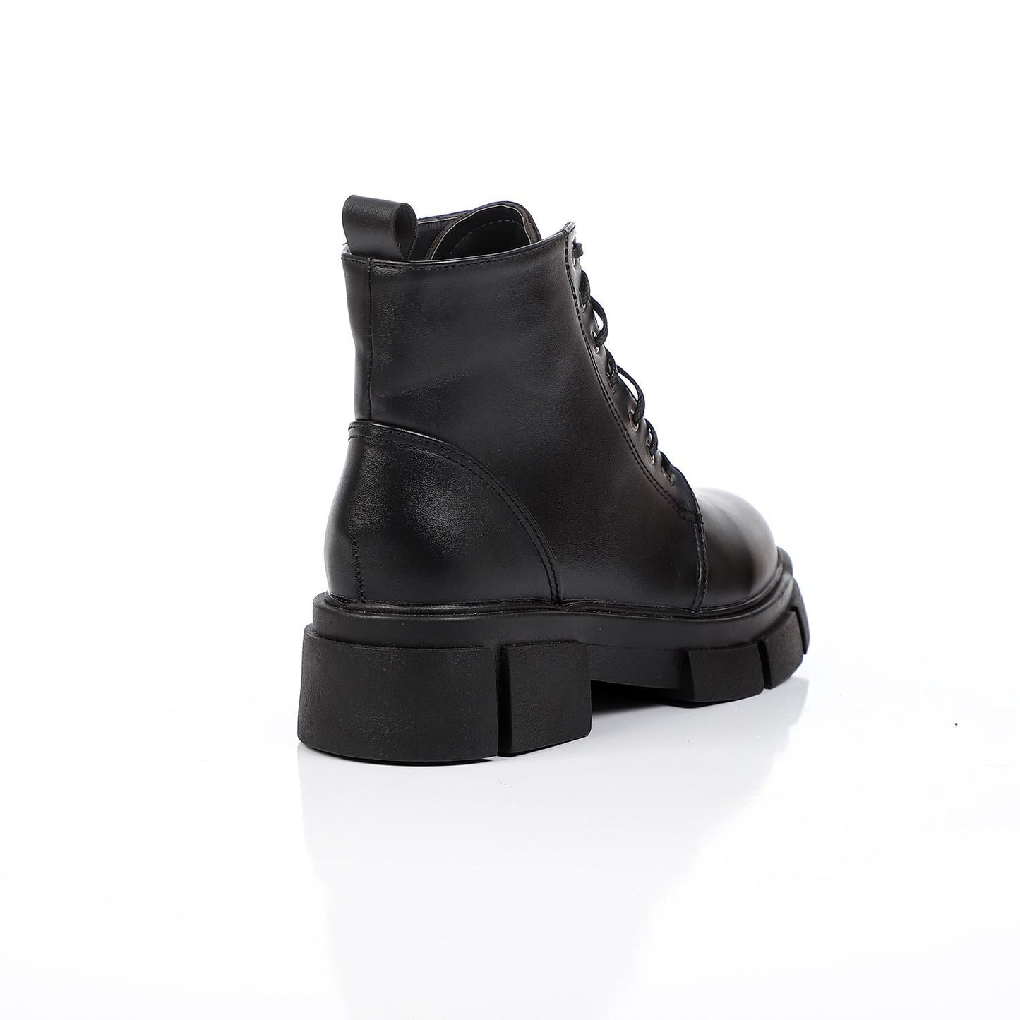 Faux Leather Ankle Boot - Black