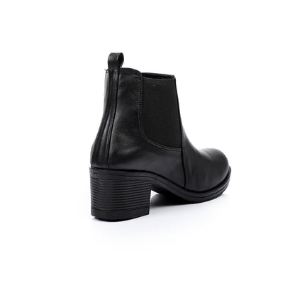 Faux Leather Block Heels Chelsea Boots - Black