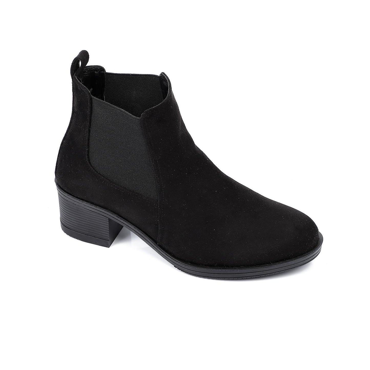 Suede Chelsea Boots Block Heel - Black