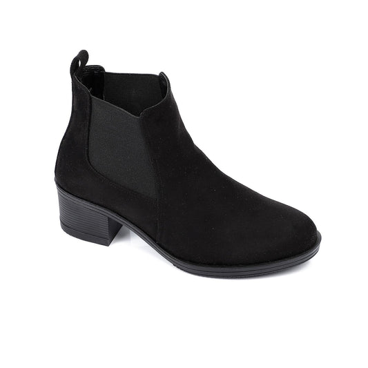 Suede Chelsea Boots Block Heel - Black