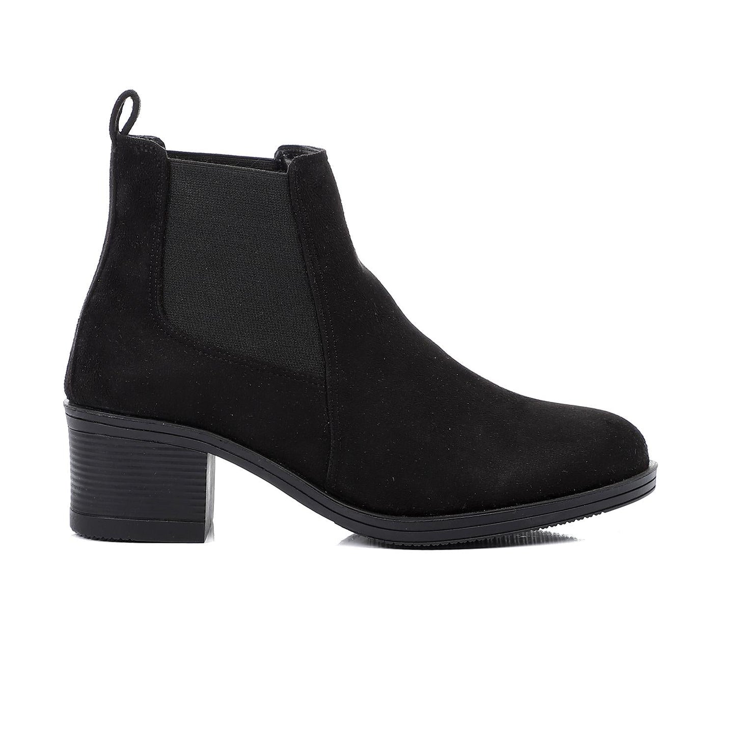 Suede Chelsea Boots Block Heel - Black