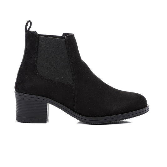 Suede Chelsea Boots Block Heel - Black