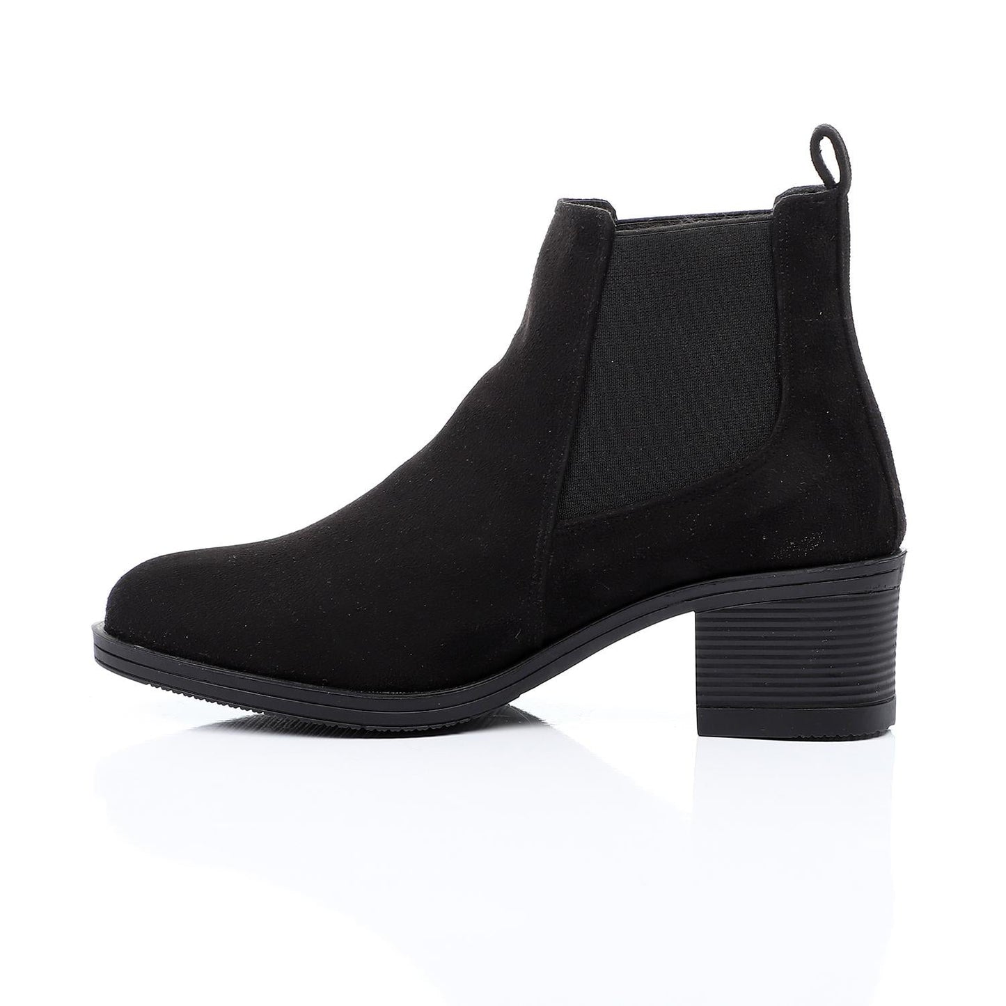 Suede Chelsea Boots Block Heel - Black