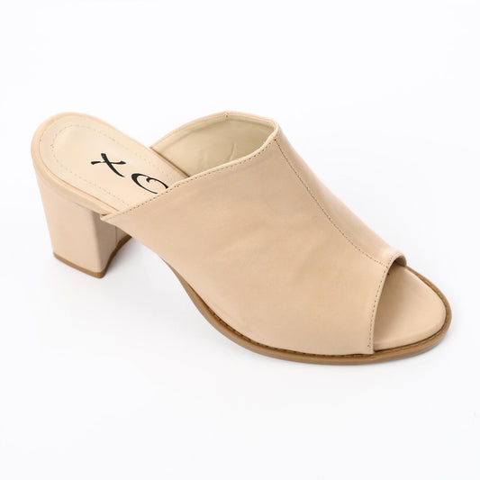Faux Leather Mule Sandal - Beige