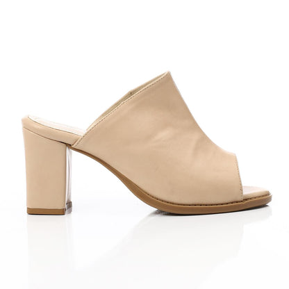 Faux Leather Mule Sandal - Beige