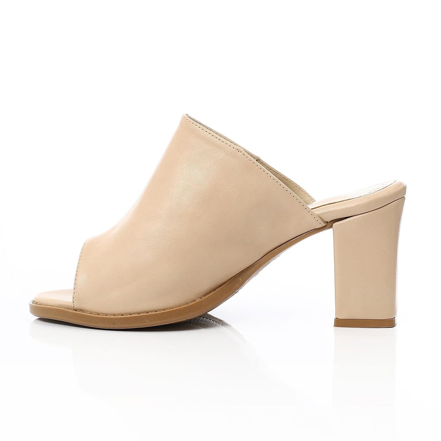 Faux Leather Mule Sandal - Beige