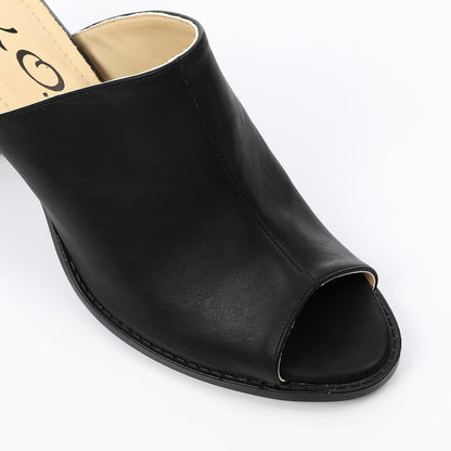 Leather Mule Shoes - Black