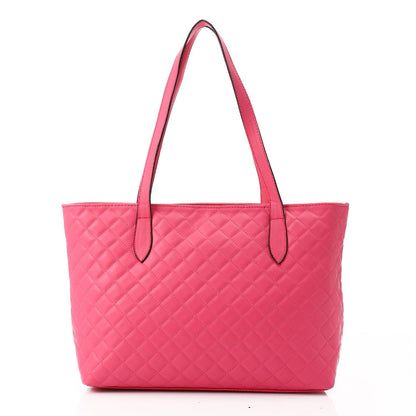 Faux Leather Quilted Tote Bag - Pink