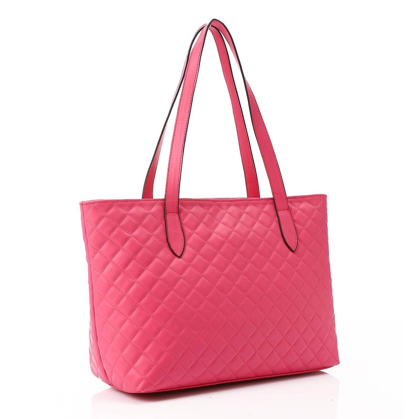 Faux Leather Quilted Tote Bag - Pink