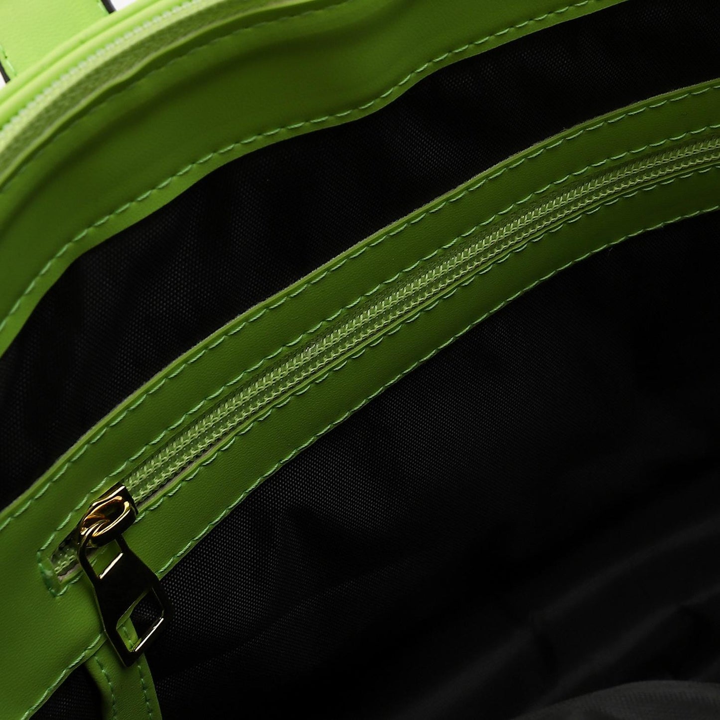 Faux Leather Quilted Tote Bag - Lime
