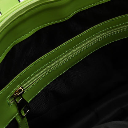 Faux Leather Quilted Tote Bag - Lime