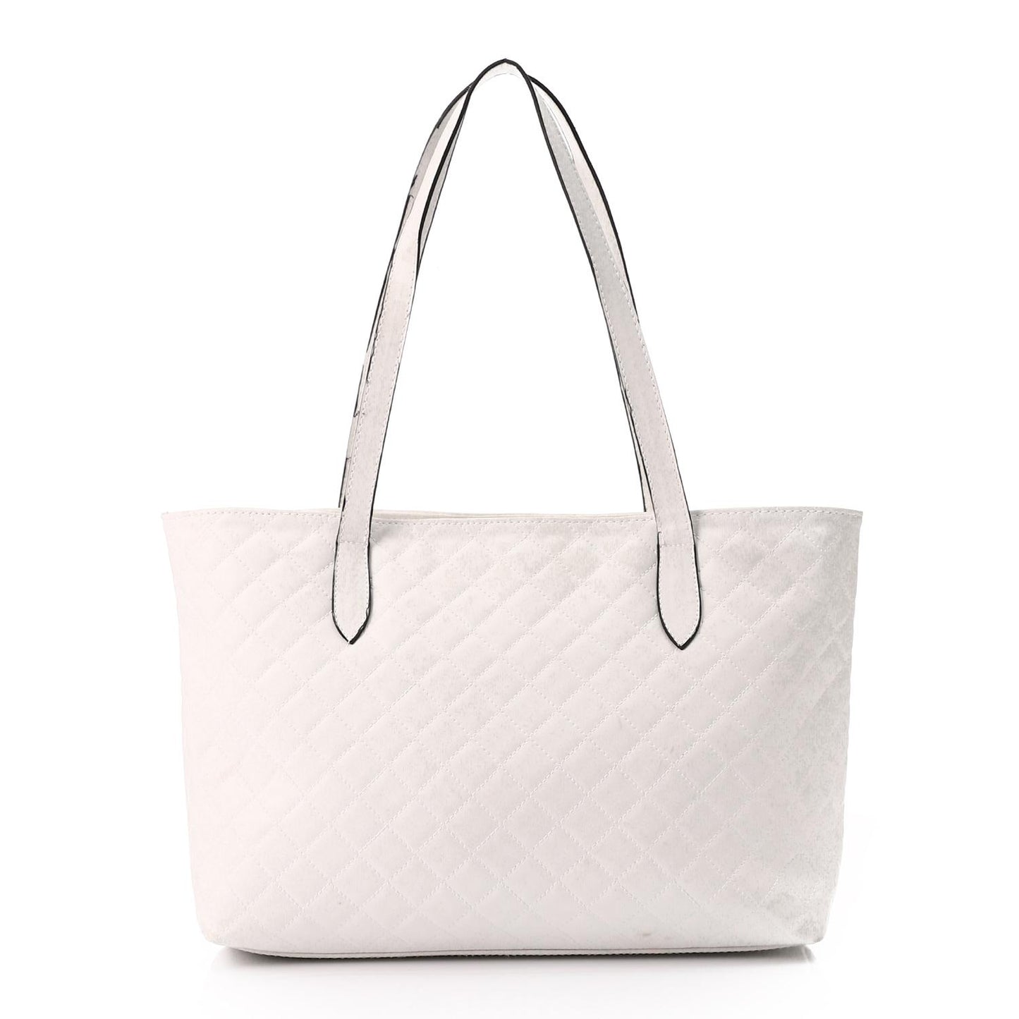Faux Leather Quilted Tote Bag - White