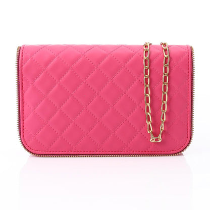 Faux Leather Shoulder Cross Bag - Pink