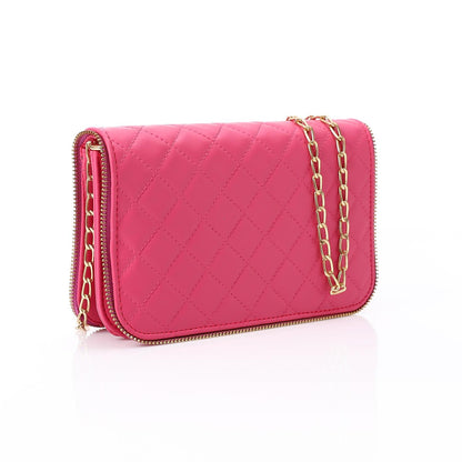 Faux Leather Shoulder Cross Bag - Pink