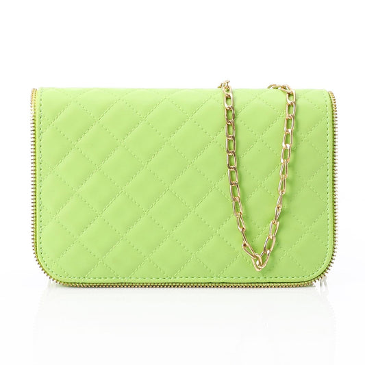 Faux Leather Shoulder Cross Bag - Lime