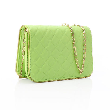Faux Leather Shoulder Cross Bag - Lime