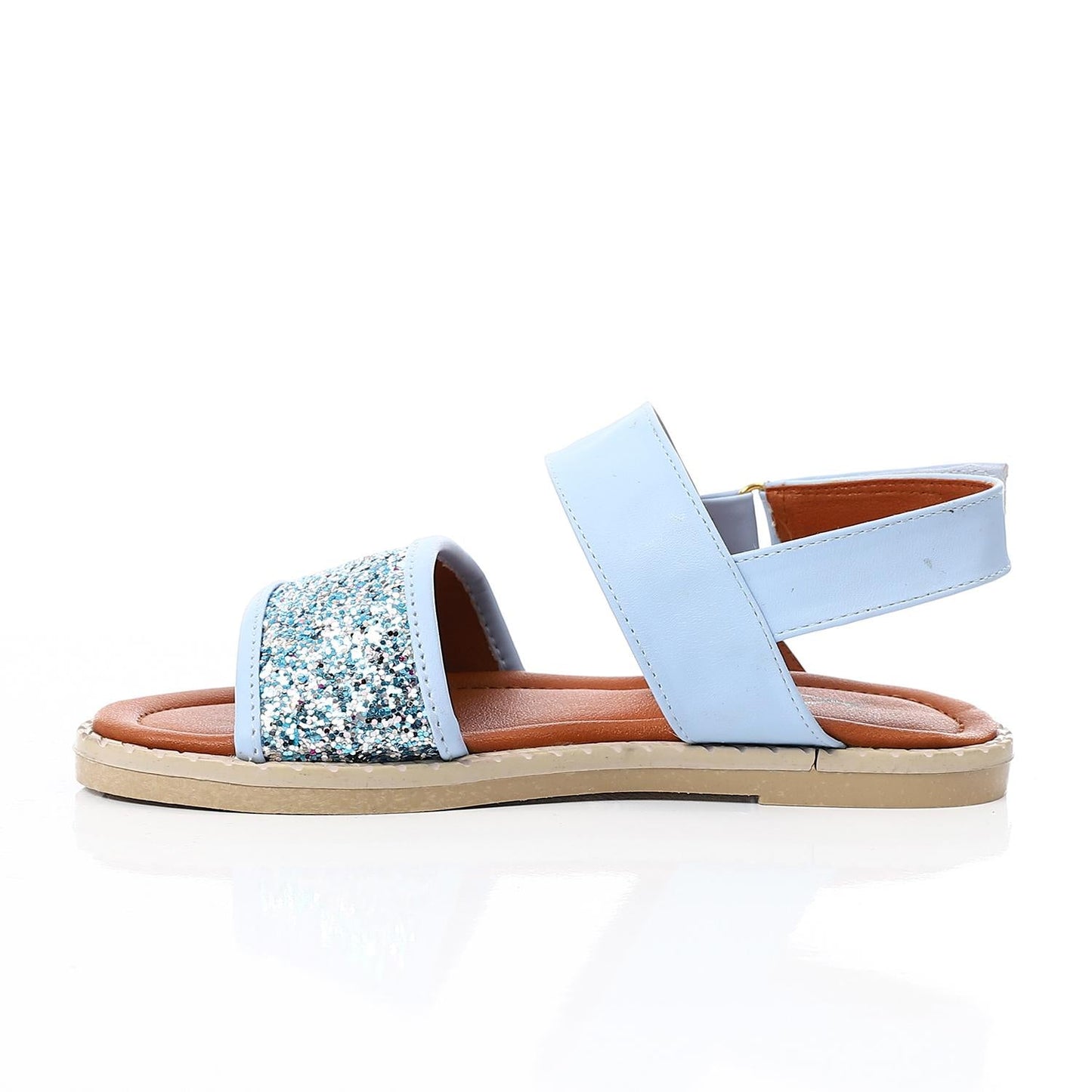 Leather Glitter Strap Sandals – Light Blue