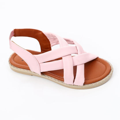 Leather Cross-Strap Sandals – Pink