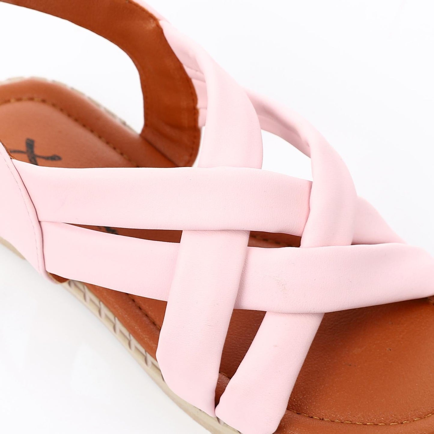 Leather Cross-Strap Sandals – Pink