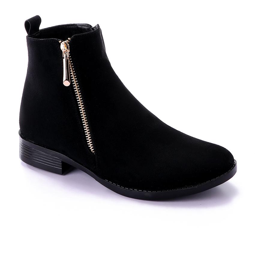 Suede Ankle Boots - Black