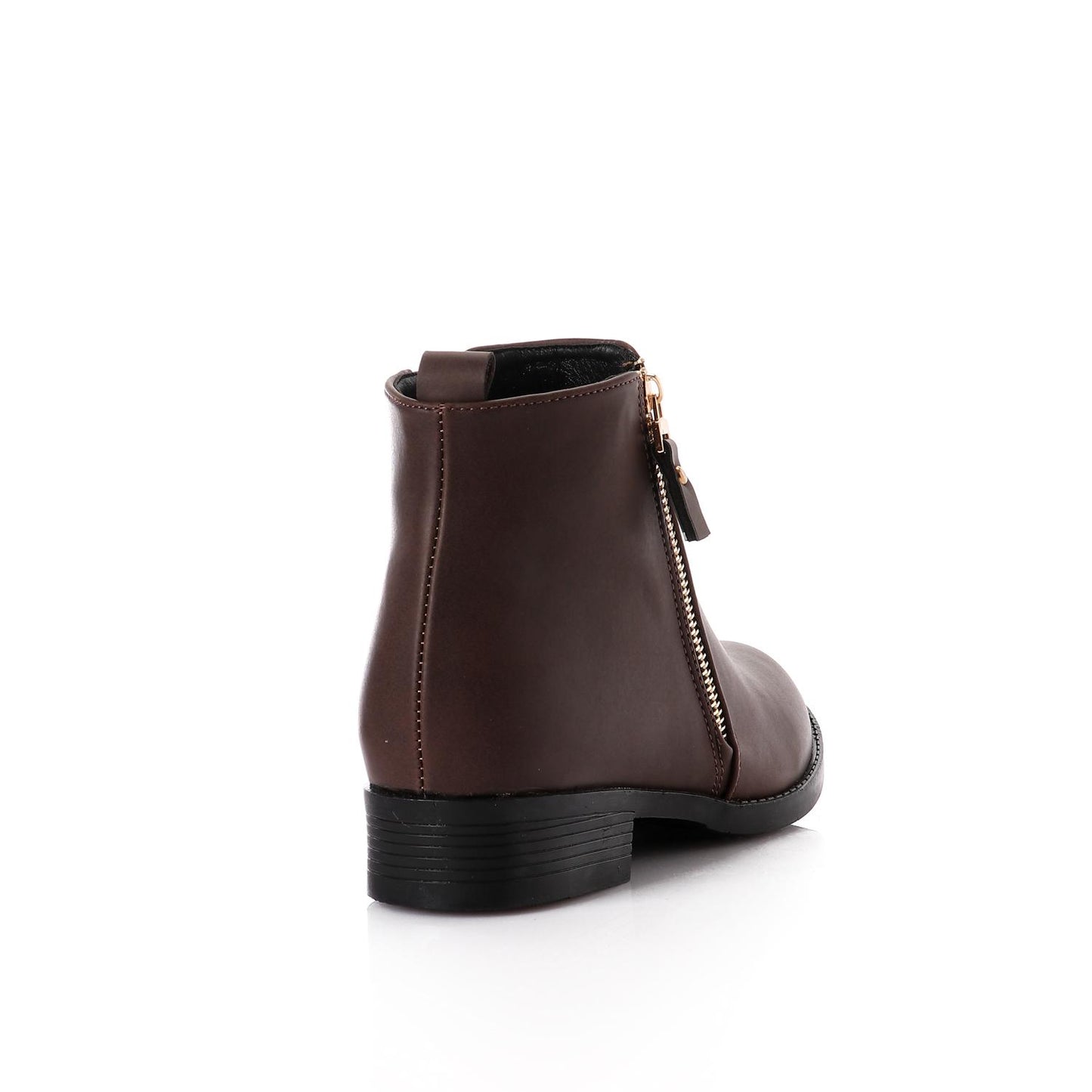 Faux Leather Ankle Boot - Brown