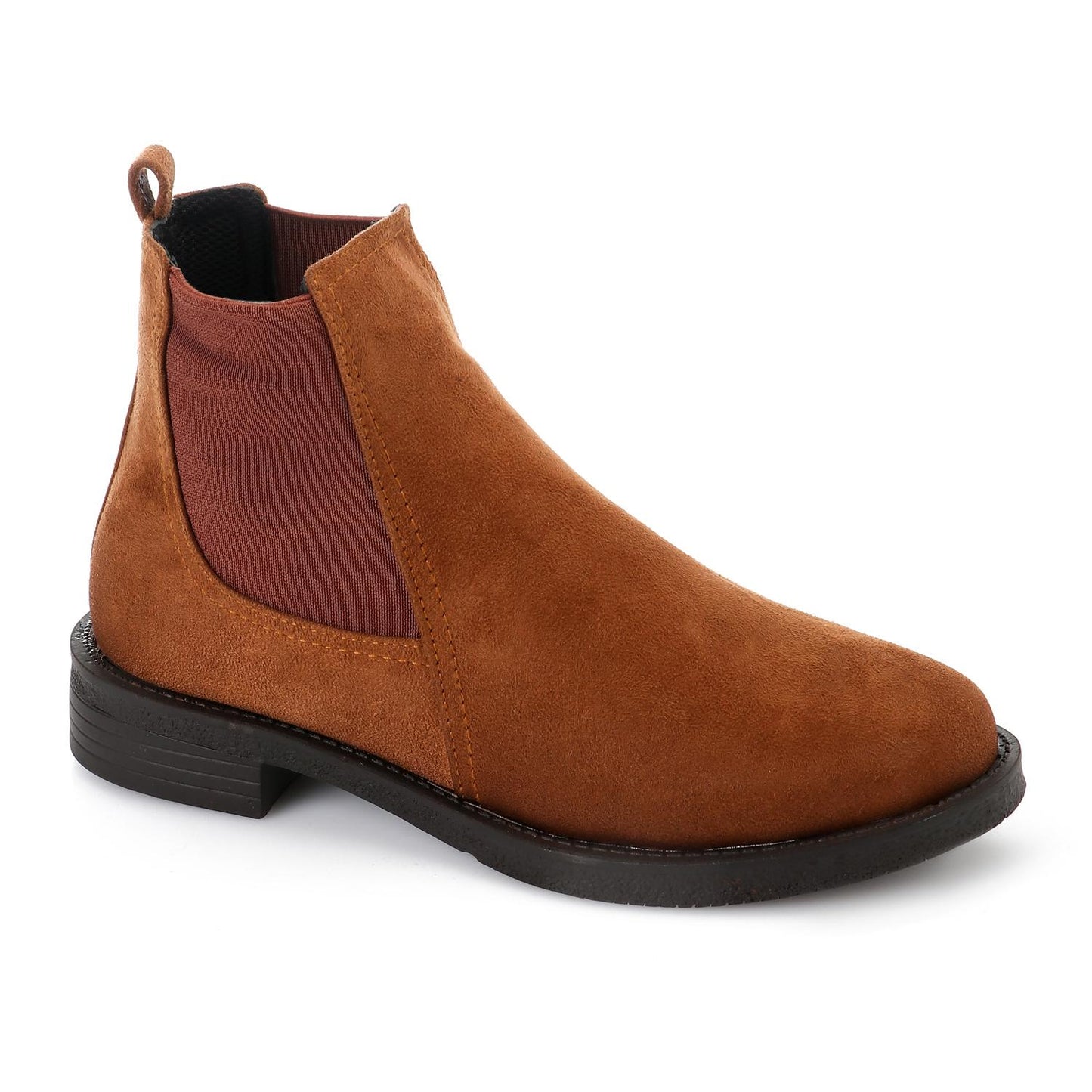 Faux Leather Ankle Boot - Camel