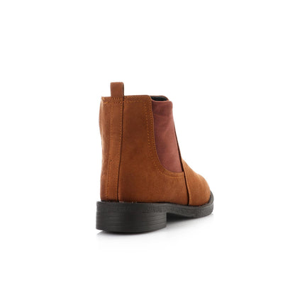 Faux Leather Ankle Boot - Camel