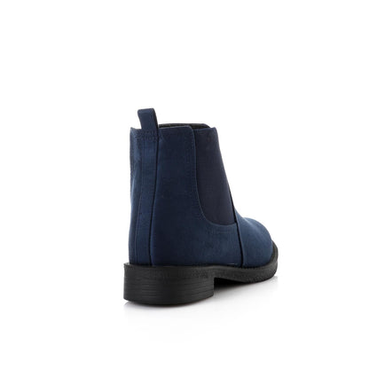 Faux Leather Ankle Boot - Navy