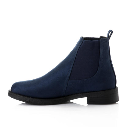 Faux Leather Ankle Boot - Navy