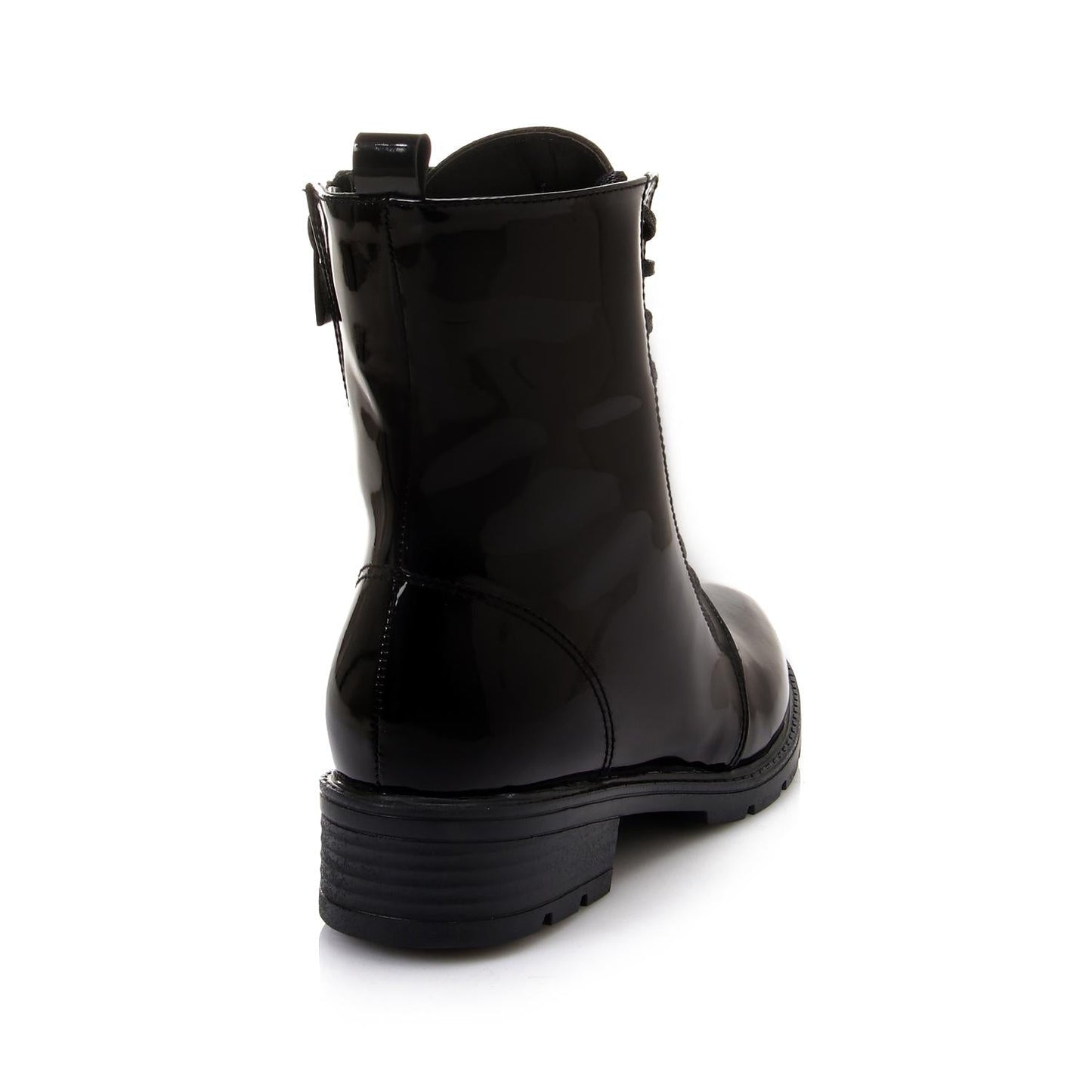 Faux Leather Ankle Boot - Black