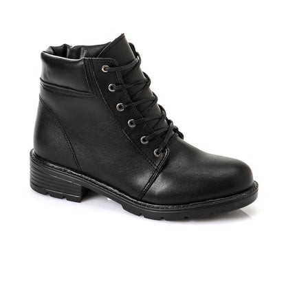 Faux Leather Ankle Boot - Black