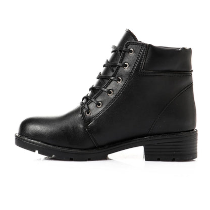 Faux Leather Ankle Boot - Black
