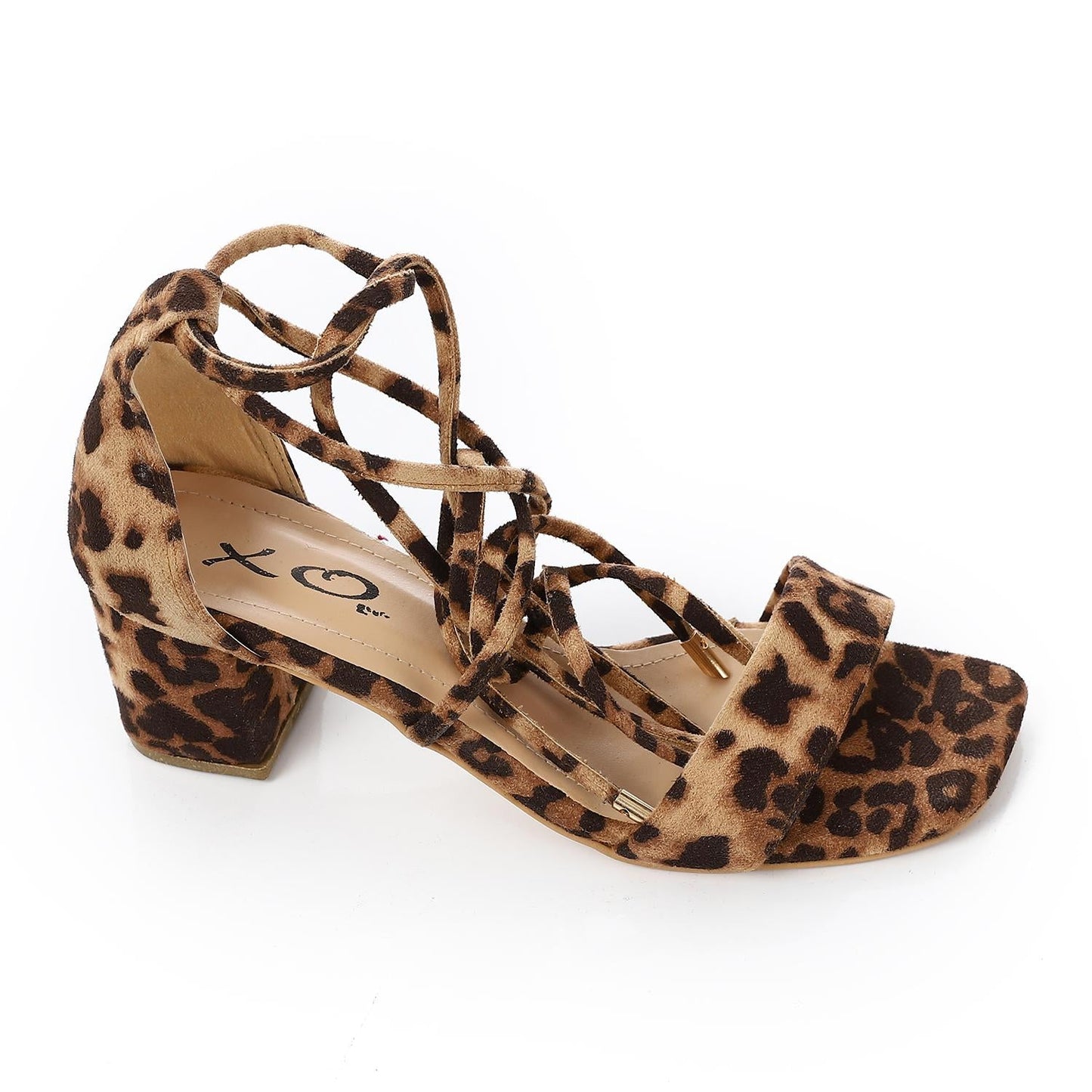 Suede Lace-up Sandals - Leopard