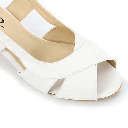 Leather Solid Slingback Sandals - White