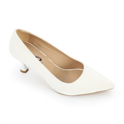 Leather Kitten Heel Shoes - White