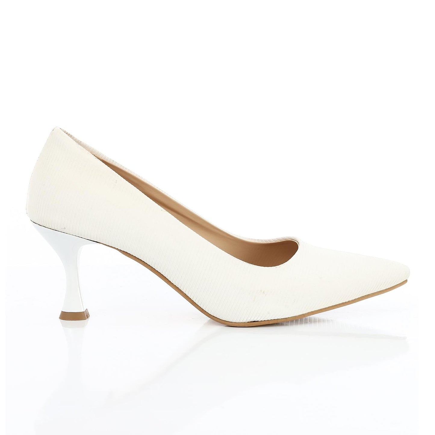 Leather Kitten Heel Shoes - White