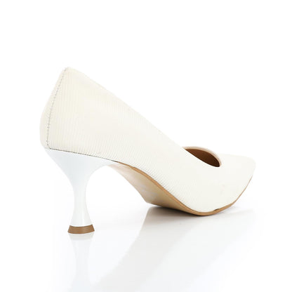 Leather Kitten Heel Shoes - White
