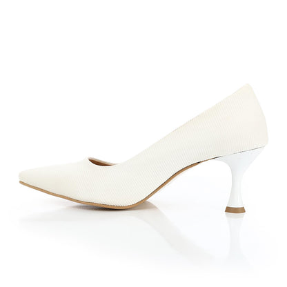 Leather Kitten Heel Shoes - White