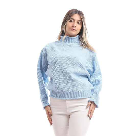 Wool Oversized Sweater Pullover Top - Light Blue
