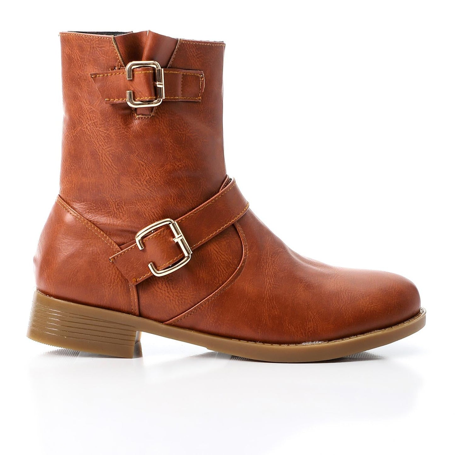 Faux Leather Ankle Boot - Tan